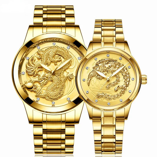 Couple Golden Dragon Watch