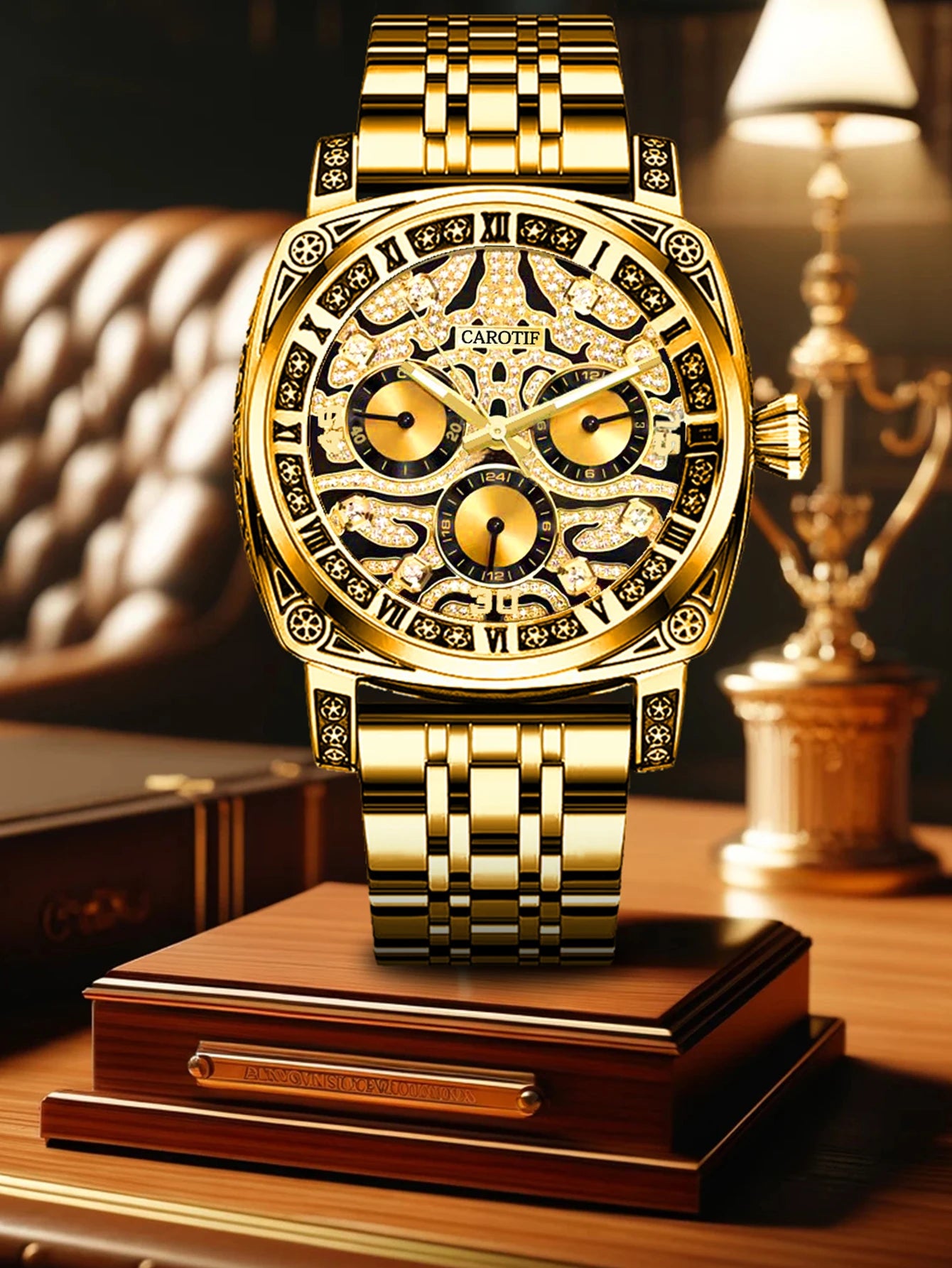 Gold Business Tiger Face Watch