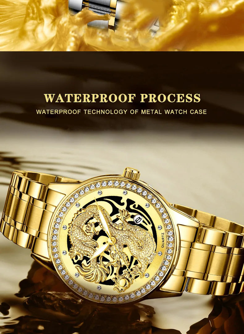 Couple Golden Dragon Watch