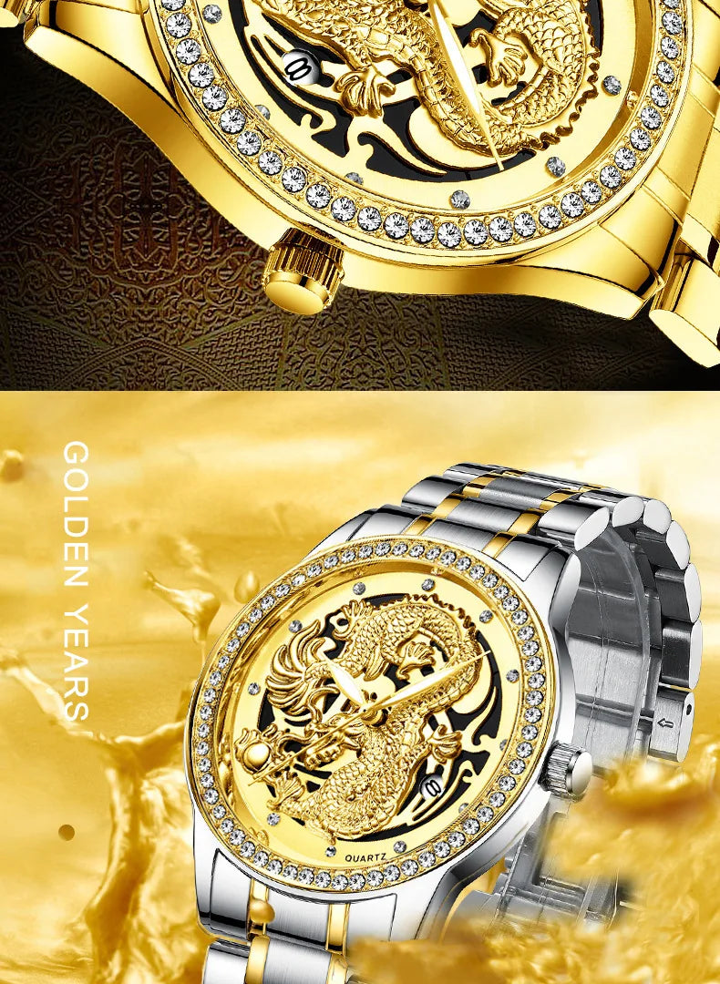 Couple Golden Dragon Watch