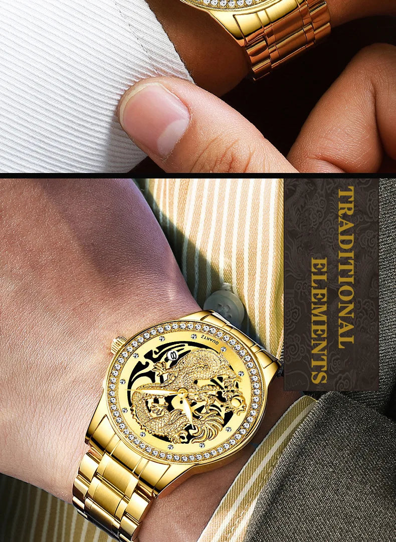 Couple Golden Dragon Watch