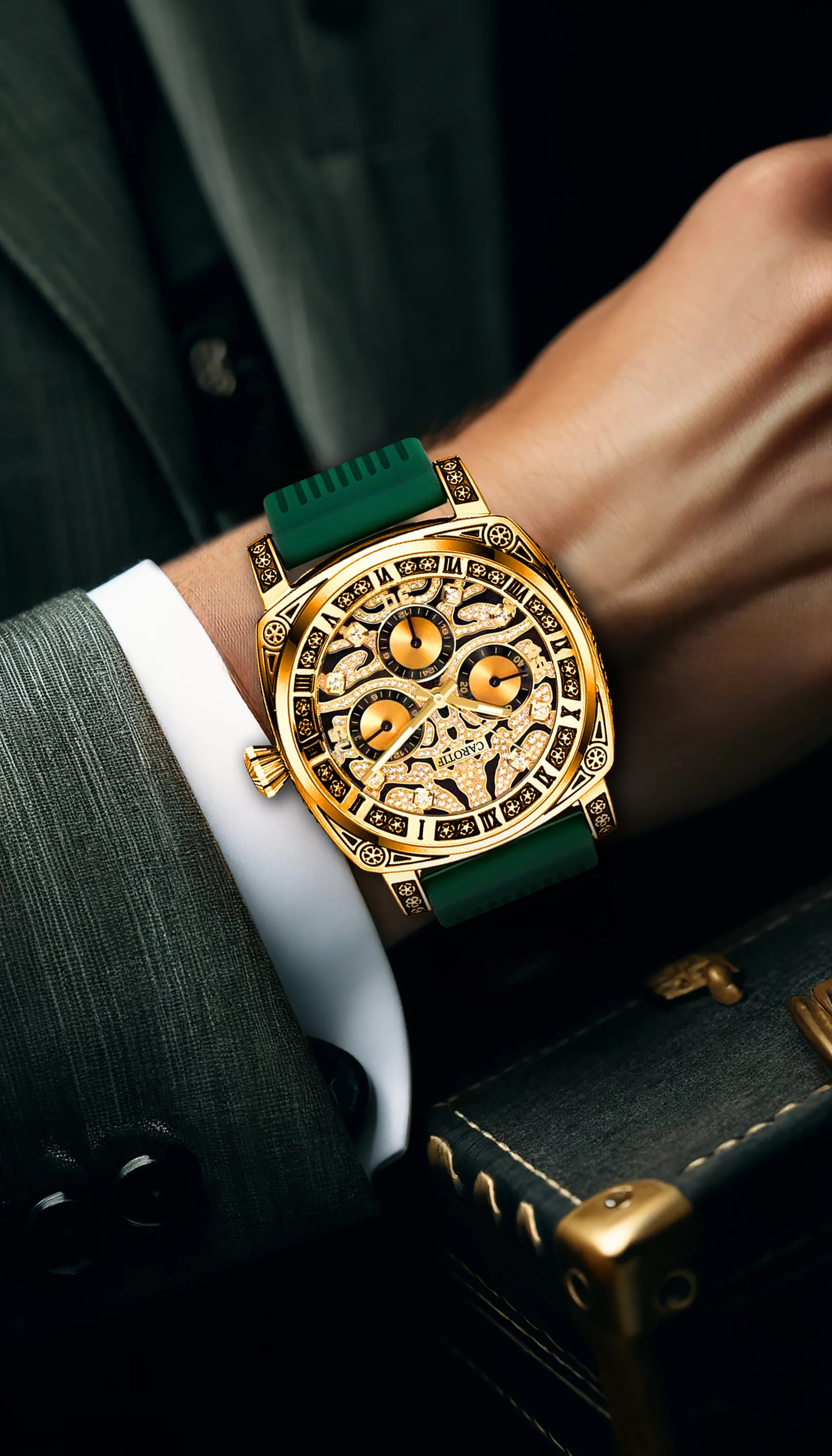 Green Business Tiger Face Watch