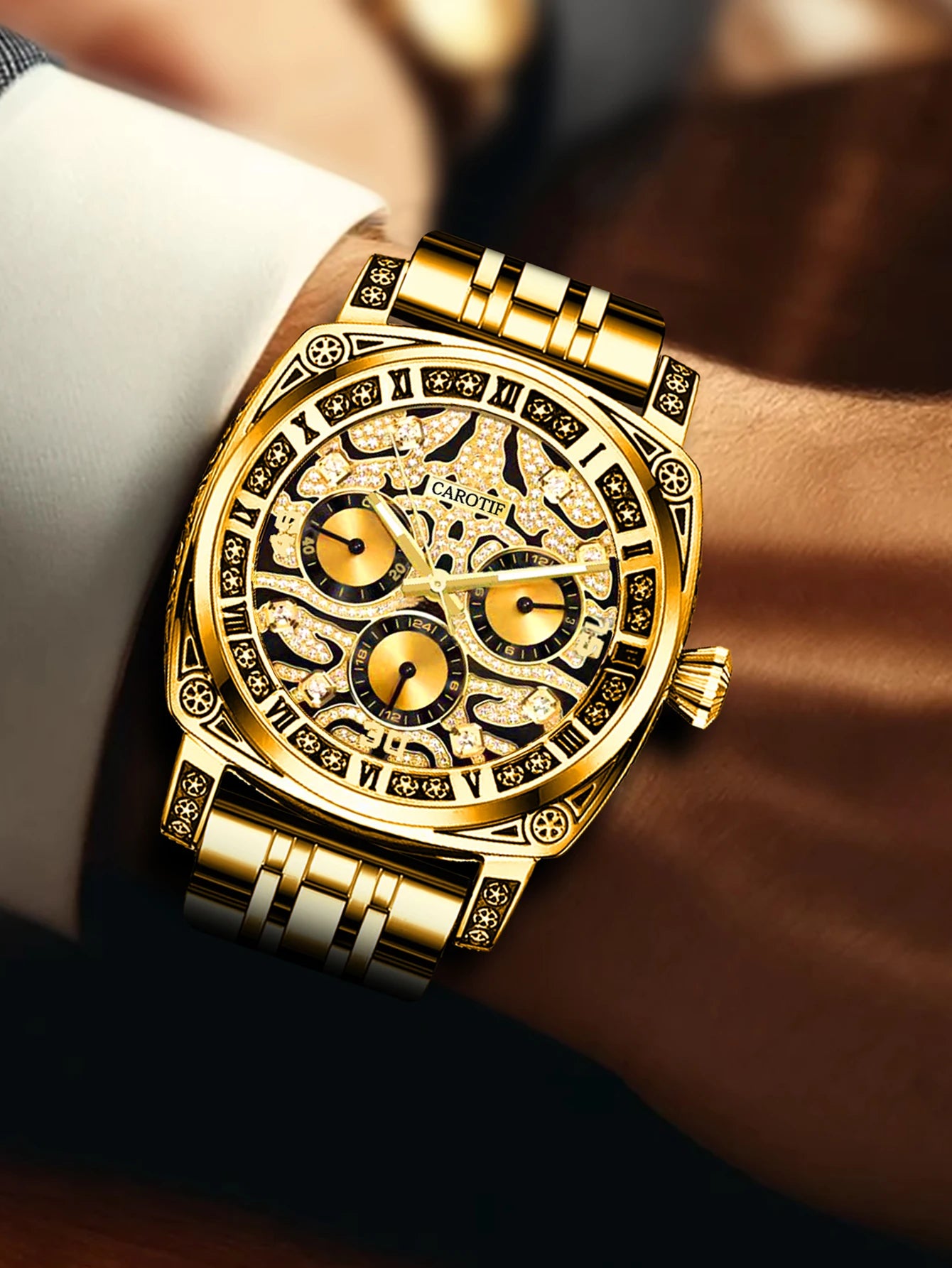 Gold Business Tiger Face Watch