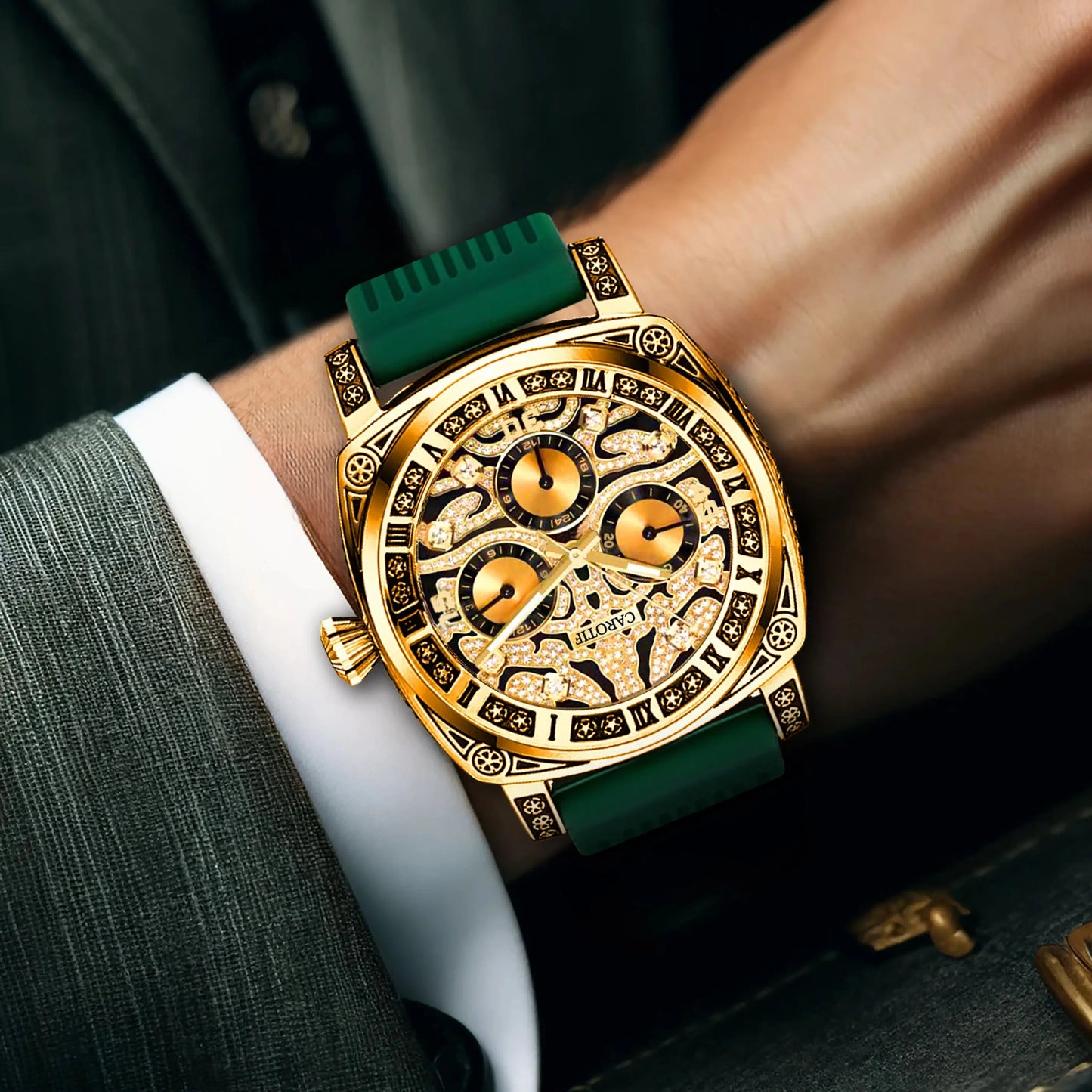 Green Business Tiger Face Watch