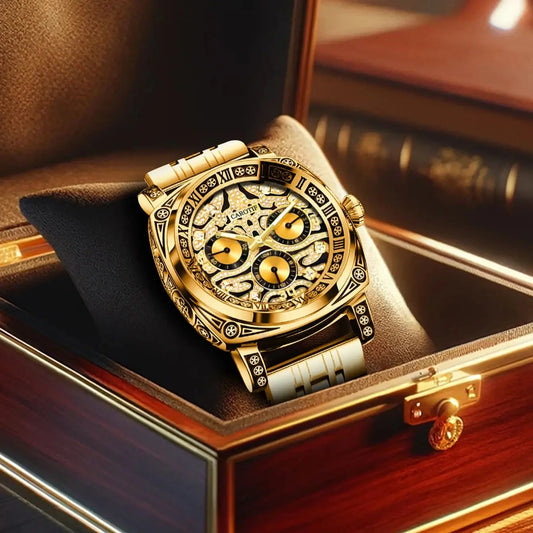 Gold Business Tiger Face Watch