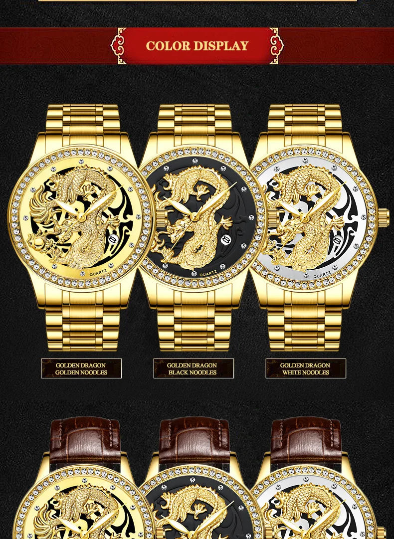 Couple Golden Dragon Watch