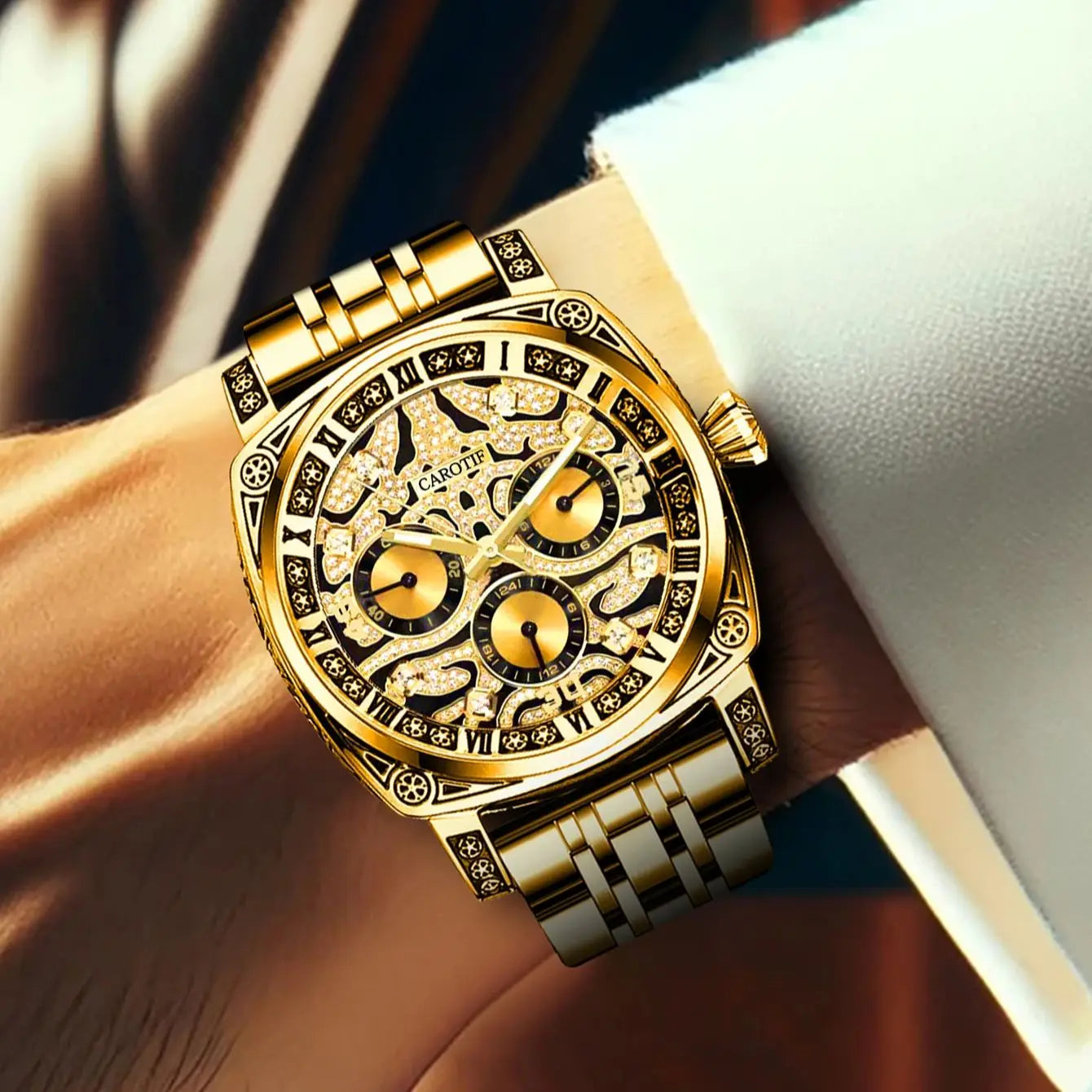 Gold Business Tiger Face Watch