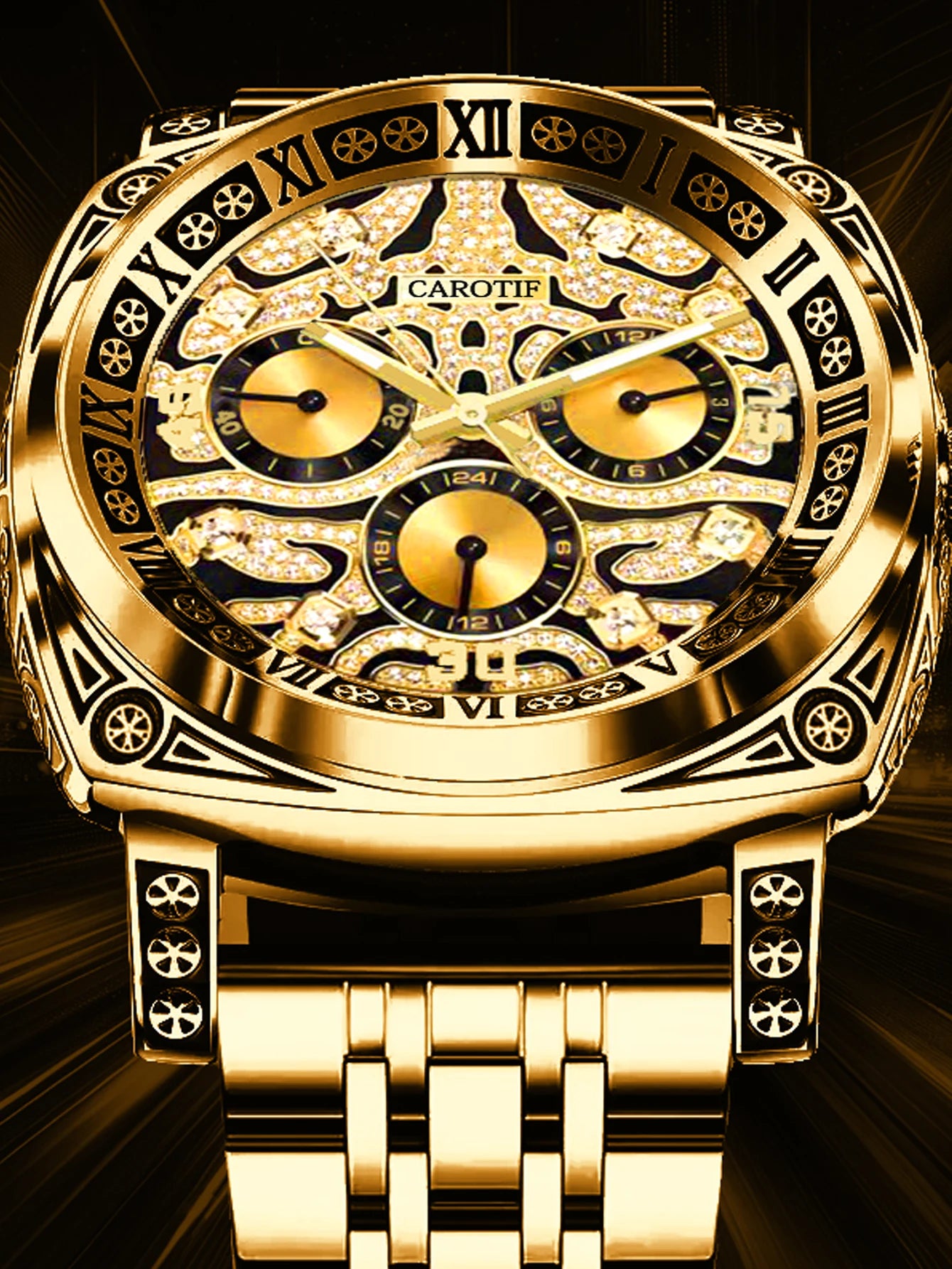 Gold Business Tiger Face Watch