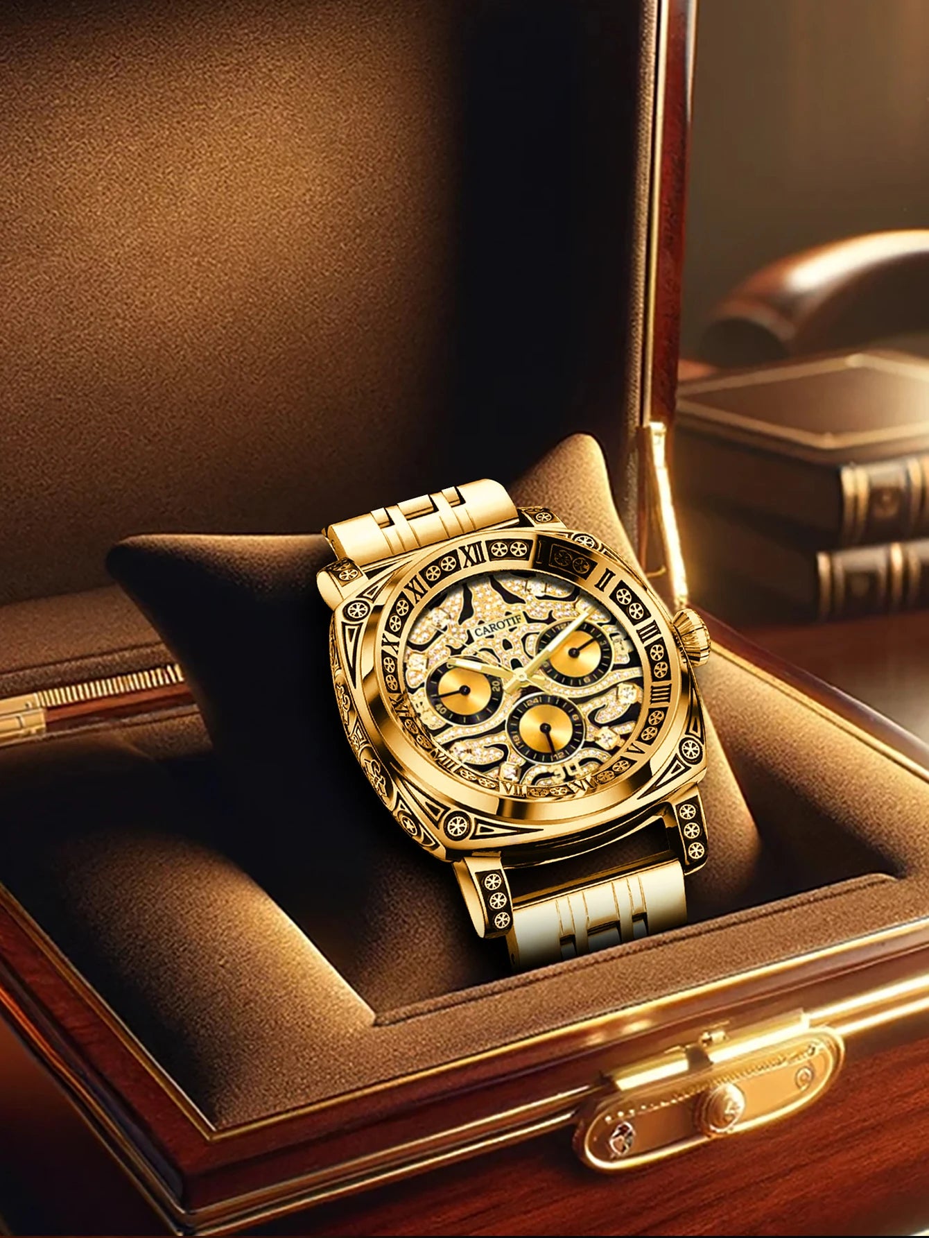 Gold Business Tiger Face Watch